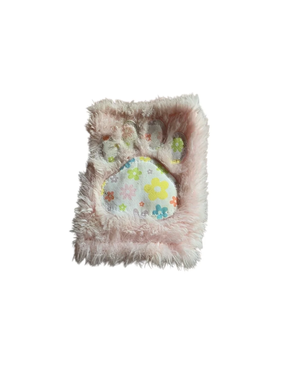 Kids Pink Plush Paw Fingerless Glove